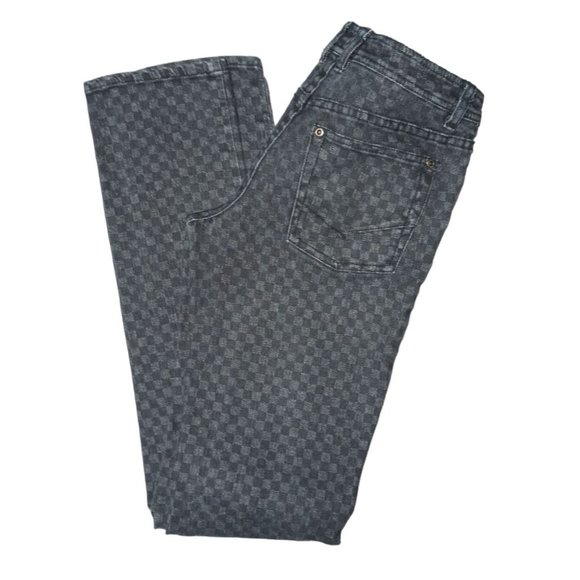 Vans Jeans Junior Size 5 Skinny Jeans Black Checkerboard Stretch Skater Low Rise - Picture 1 of 13